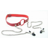 גאג טבעת עם מצבטי פטמות גאג טבעת עם מצבטי פטמות